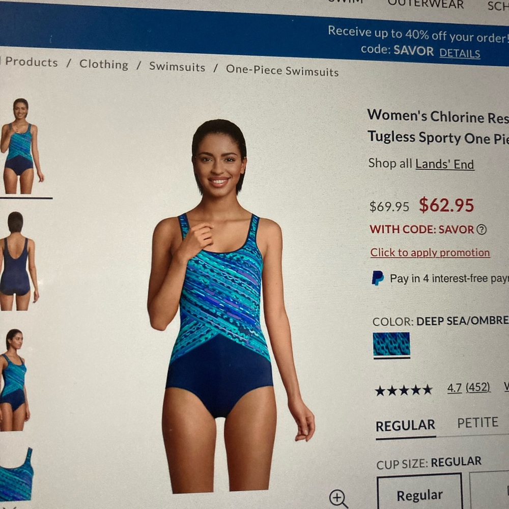 Land’s End One piece women’s swimsuit, size 10 DD